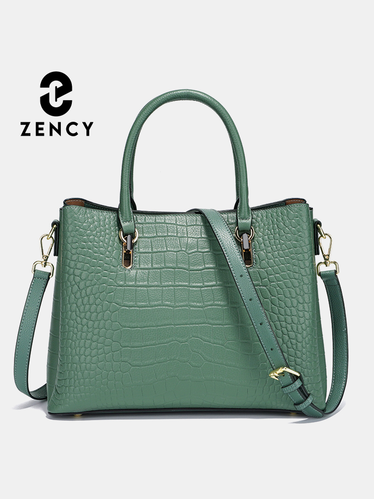 Women'S Tote Bags For Work - กระเป๋าถือหนังแท้สำหรับผู้หญิง Zency สีเขียว ความจุขนาดใหญ่ กระเป๋าสะพายไหล่สุดหรู กระเป๋าถือแบบสะพายข้างสำหรับสุภาพสตรี