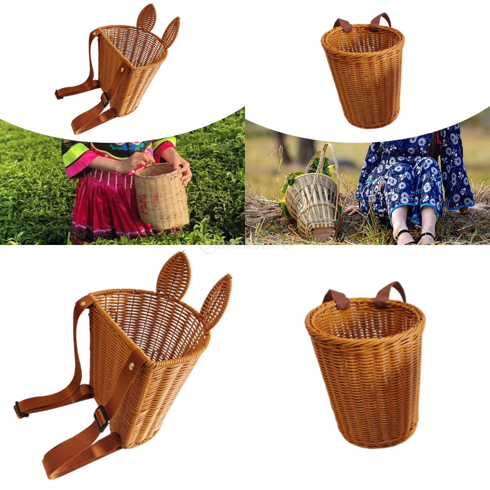 Basket Bag Wicker - กระเป๋าเป้ตะกร้าสไตล์ชนบท สำหรับตั้งแคมป์ ตกปลา ทำจากหวายสาน ความจุขนาดใหญ่ แข็งแรง