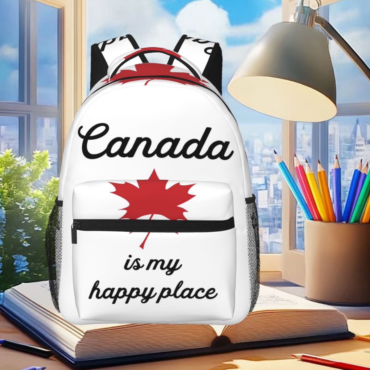 Women Bags Canada - เมเปิ้ลลีฟแคนาดา แคนาดาคือสถานที่แห่งความสุขของฉัน กระเป๋าเป้สะพายหลัง กระเป๋าหนังสือนักเรียน กระเป๋านักเรียนสำหรับเด็ก กระเป๋าสะพายแล็ปท็อปสำหรับผู้ชายผู้หญิง