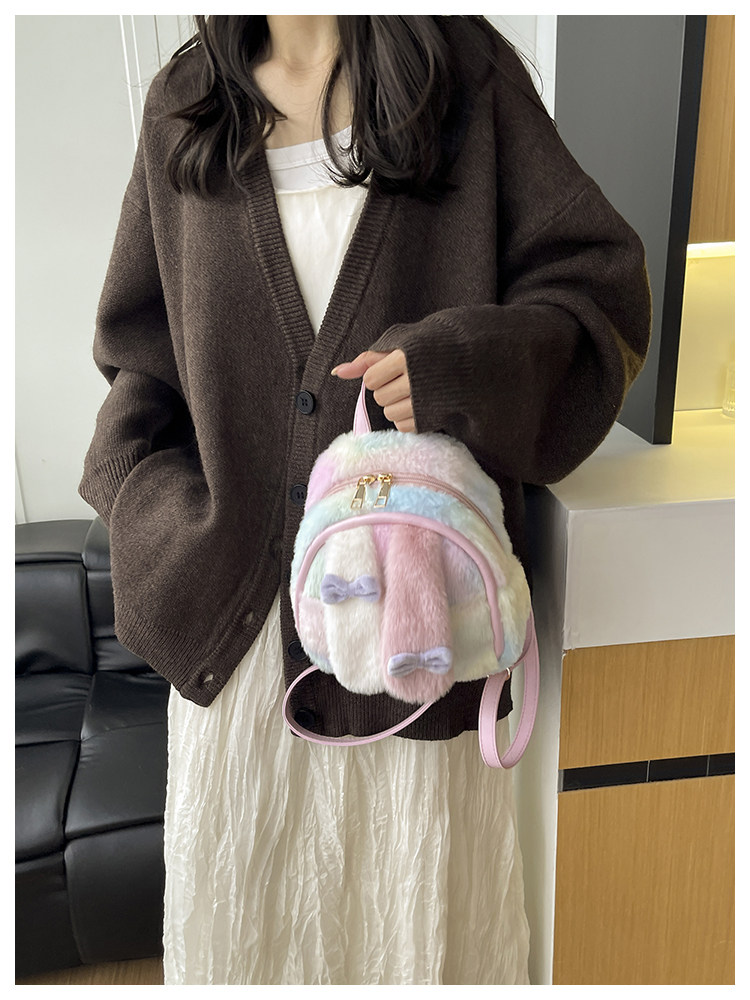 Women'S Japanese Bags - กระเป๋าเป้สะพายหลังหูกระต่ายหลากสีสัน แฟชั่นผู้หญิง กระเป๋าถือน่ารัก กระเป๋าทรงสี่เหลี่ยมเล็ก สไตล์ญี่ปุ่น กระเป๋าเป้ขนนุ่ม