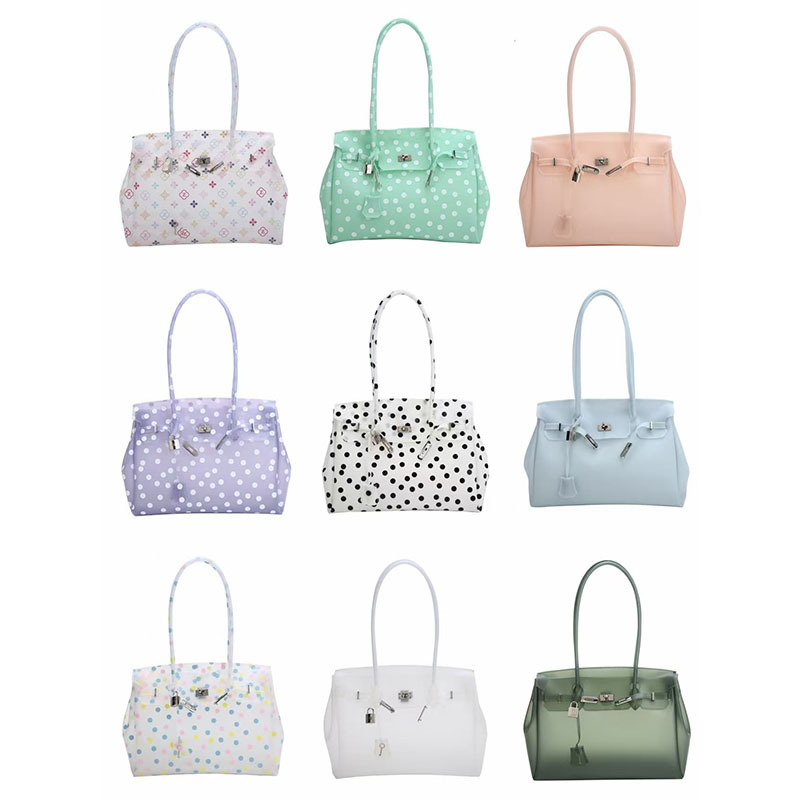 Jelly Bag Clear Pvc - กระเป๋าถือ PVC ใสลายจุด กันน้ำ น้ำหนักเบา สีสันสดใส