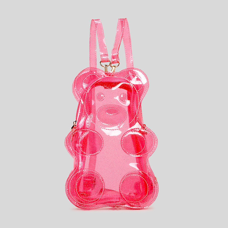 Jelly Bag Clear Pvc - กระเป๋าเป้สะพายหลังใสรูปหมีประดับกลิตเตอร์สำหรับผู้หญิง กระเป๋าถือใสสไตล์น่ารักสำหรับสาวๆ กระเป๋าสะพายข้างแบบเจลลี่สำหรับผู้หญิง