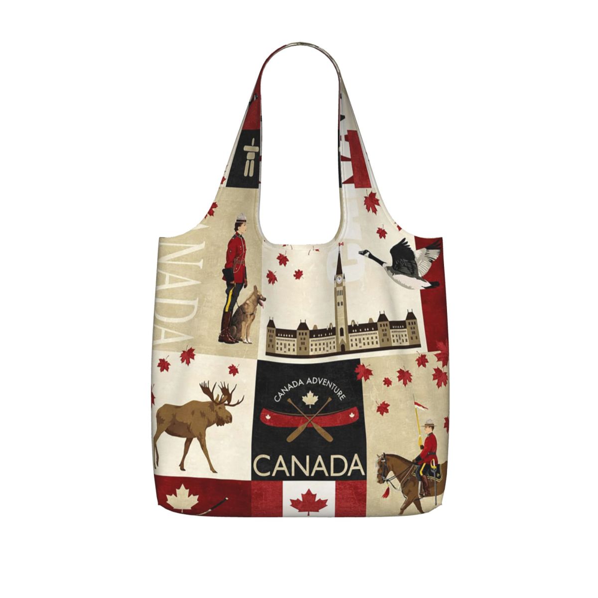 Women Bags Canada - กระเป๋าผ้าแคนวาสลายธงชาติแคนาดา กระเป๋าสะพายไหล่ขนาดใหญ่สำหรับช้อปปิ้ง ซื้อของชำ สำหรับผู้หญิง