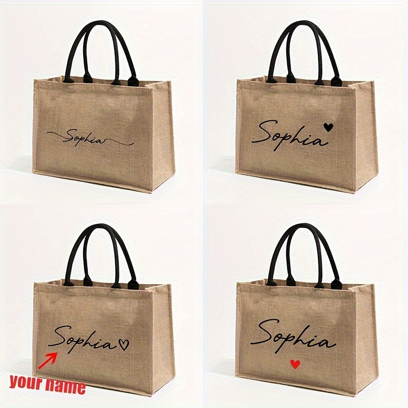 Women'S Vegan Bags - กระเป๋าชายหาดแบบกำหนดเองได้ พร้อมชื่อและลายตามสั่ง ของขวัญกระเป๋าโท้ทปักชื่อย่อสำหรับผู้หญิง กระเป๋าสำหรับใส่ของใช้ส่วนตัวสำหรับการเดินทางของผู้หญิง