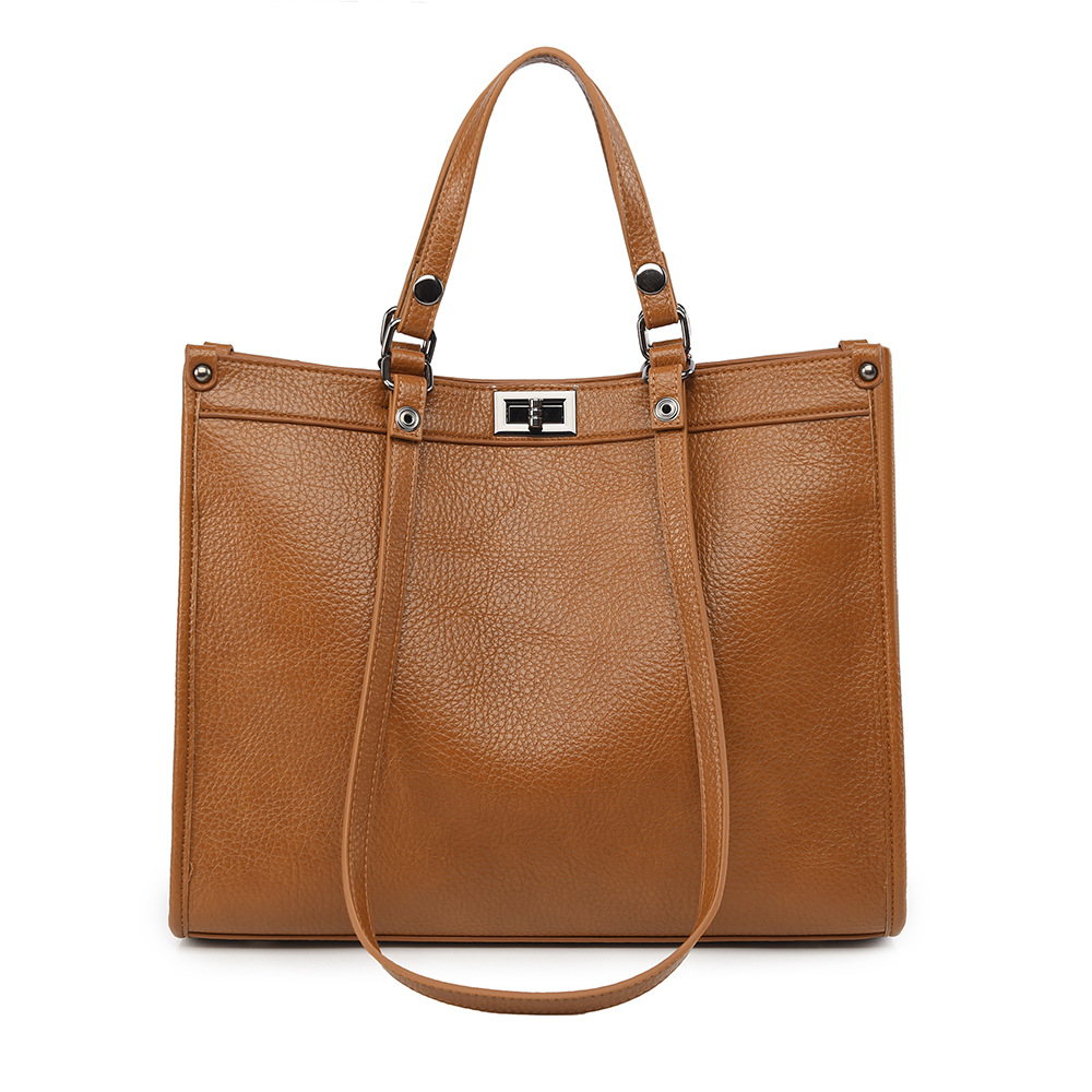Women'S Tote Bags For Work - กระเป๋าถือผู้หญิงขนาดใหญ่ หนัง PU พร้อมตัวล็อคหมุน กระเป๋าสะพายไหล่สไตล์วินเทจสำหรับสุภาพสตรี กระเป๋าทำงานหลายช่องใส่ของ