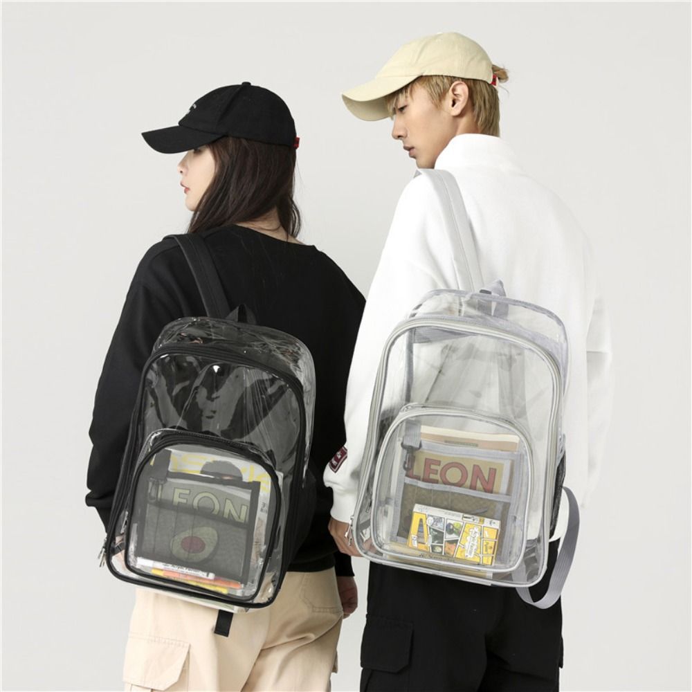 Jelly Bag Clear Pvc - กระเป๋าเป้สะพายหลัง PVC โปร่งใสความจุขนาดใหญ่เนื้อเจลลี่สีบริสุทธิ์กระเป๋าใสอเนกประสงค์กระเป๋าเป้สะพายหลังแฟชั่นกันน้ำฤดูร้อน