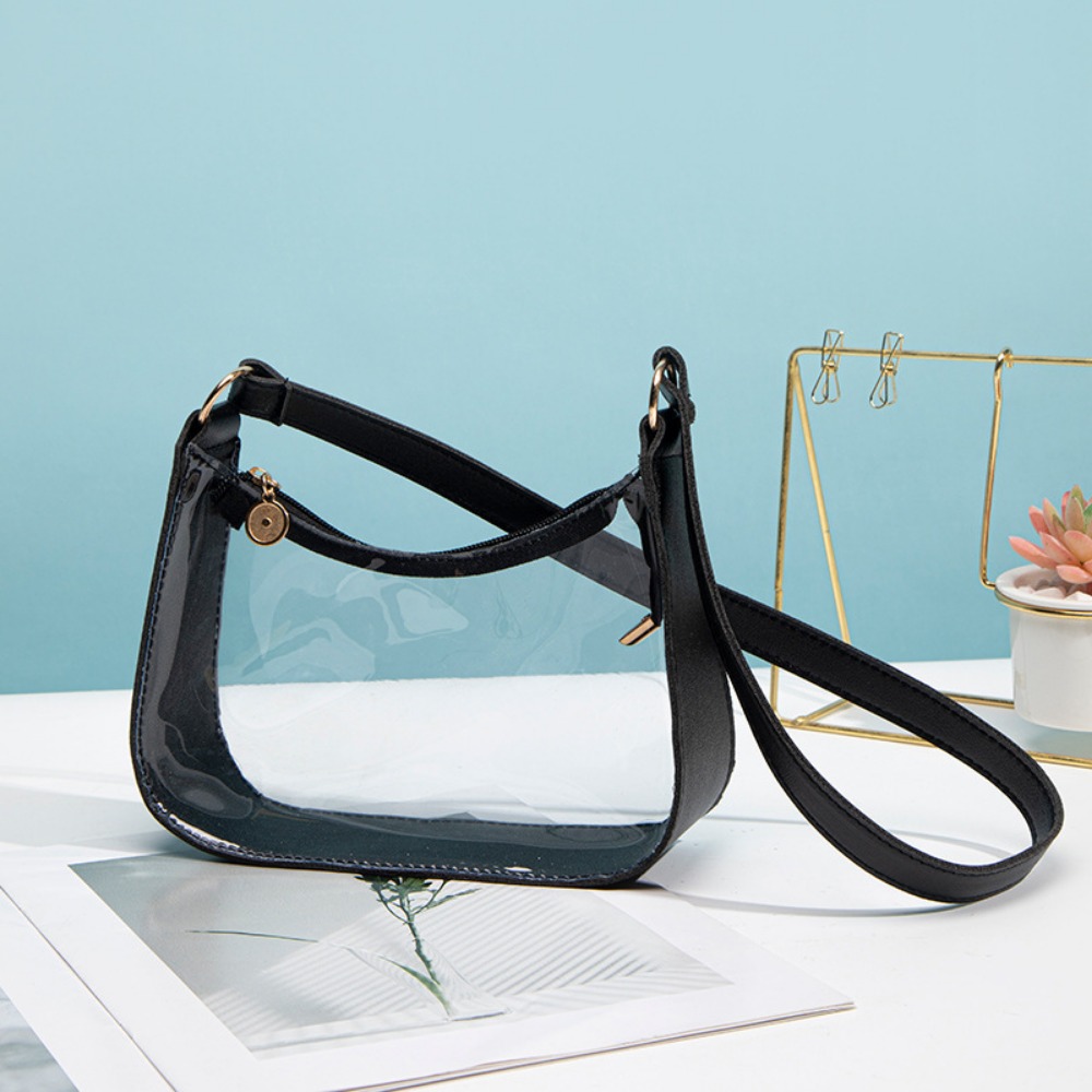 Jelly Bag Clear Pvc - กระเป๋าสะพายข้างกันน้ำแบบพกพาความจุขนาดใหญ่ PVC กระเป๋าใสแบบเจลลี่ กระเป๋าสะพายไหล่ PVC โปร่งใสทนทาน