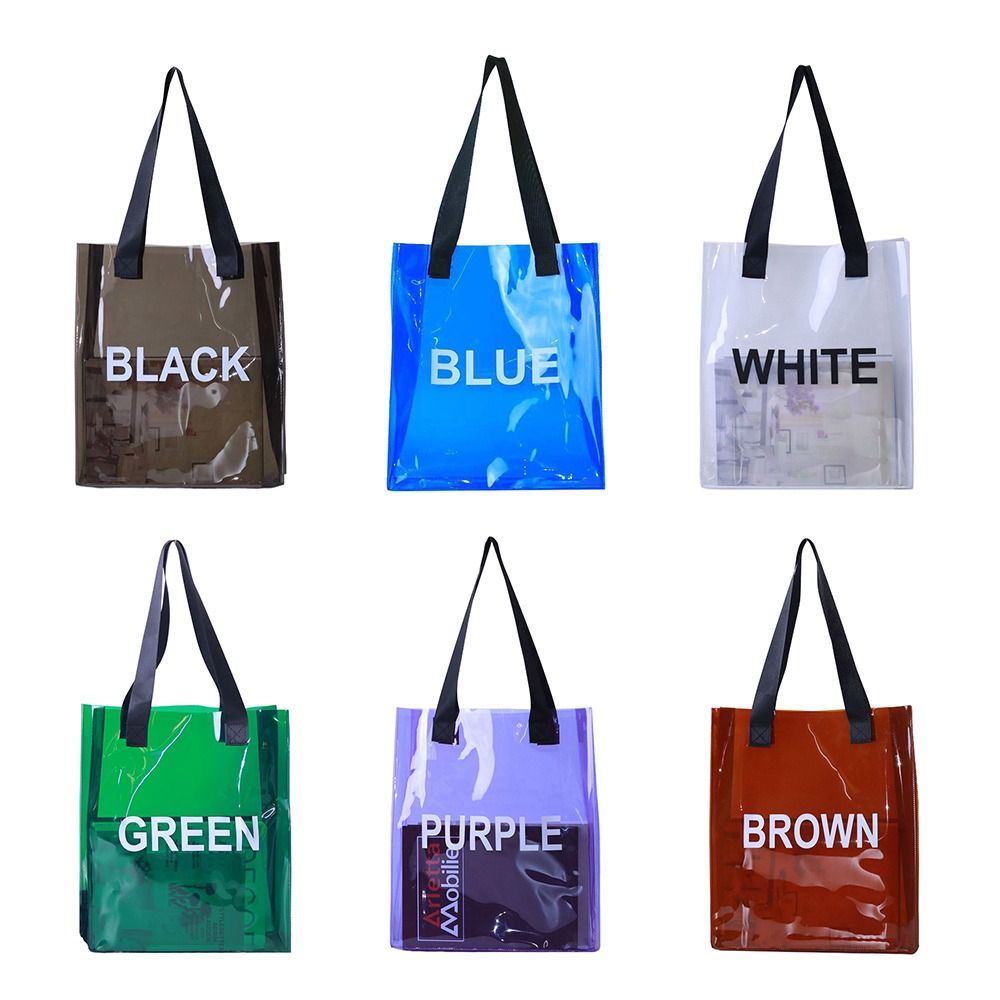 Jelly Bag Clear Pvc - โปร่งใส Tote กระเป๋าแบบพกพา PVC Jelly กระเป๋าช้อปปิ้งกันน้ําขนาดใหญ่ความจุ