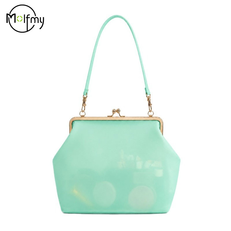 Jelly Bag Clear Pvc - กระเป๋าใส PVC กันน้ำ สีลูกกวาด พร้อมตัวล็อค กระเป๋าสะพายไหล่ผู้หญิง