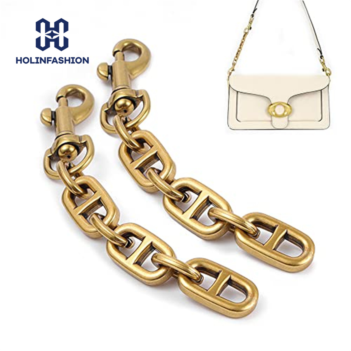 Women Bags Coach - สายคล้องกระเป๋า HOLINFASHION 2 ชิ้น สำหรับผู้หญิง สายโซ่สีทองโบราณ