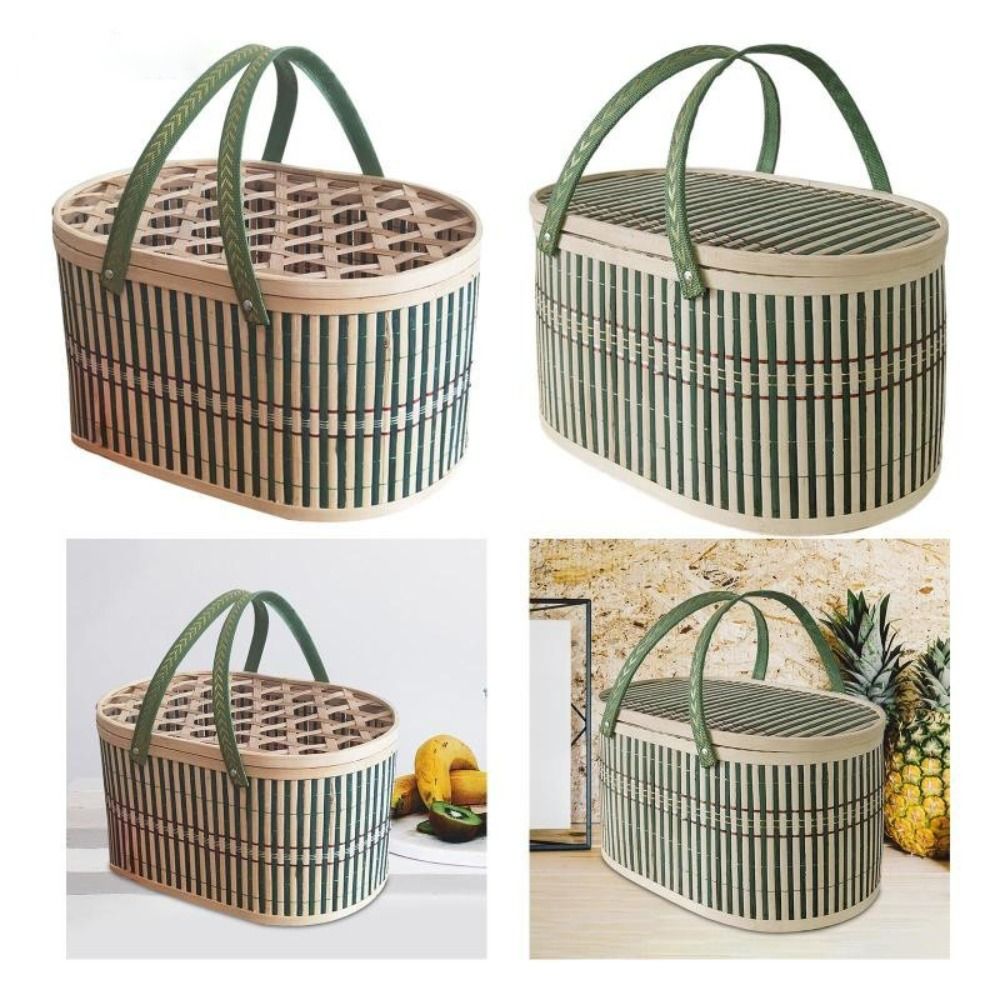 ตะกร้าไม้ไผ่ทำมือ ทนทาน พร้อมฝ - Basket Bag Wicker บทวิจารณ์และราคา
