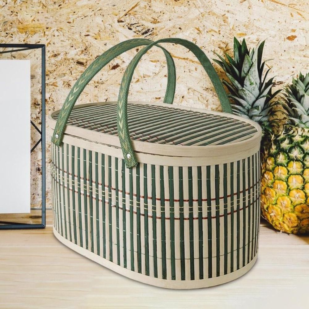 ตะกร้าไม้ไผ่ทำมือ ทนทาน พร้อมฝ - Basket Bag Wicker บทวิจารณ์และราคา