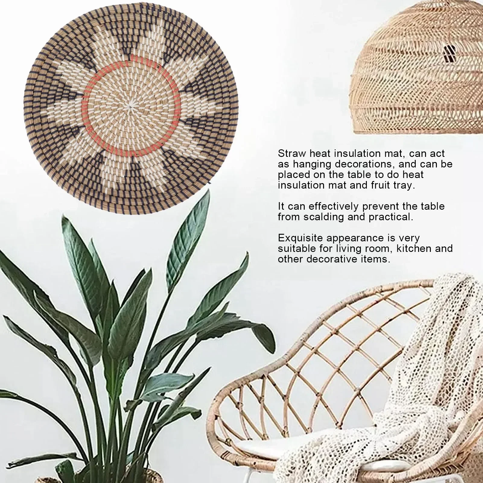 ของตกแต่งผนังทรงกลมจากหญ้า ขนา - Basket Bag Wicker บทวิจารณ์และราคา