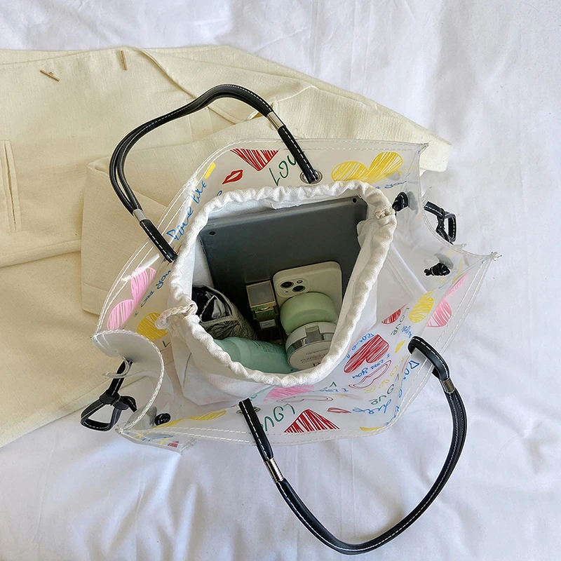 กระเป๋าใสลายหัวใจสำหรับผู้หญิง - Jelly Bag Clear Pvc บทวิจารณ์และราคา