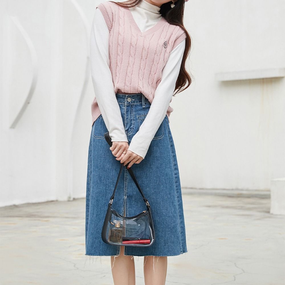 กระเป๋าสะพายข้างกันน้ำแบบพกพาค - Jelly Bag Clear Pvc บทวิจารณ์และราคา