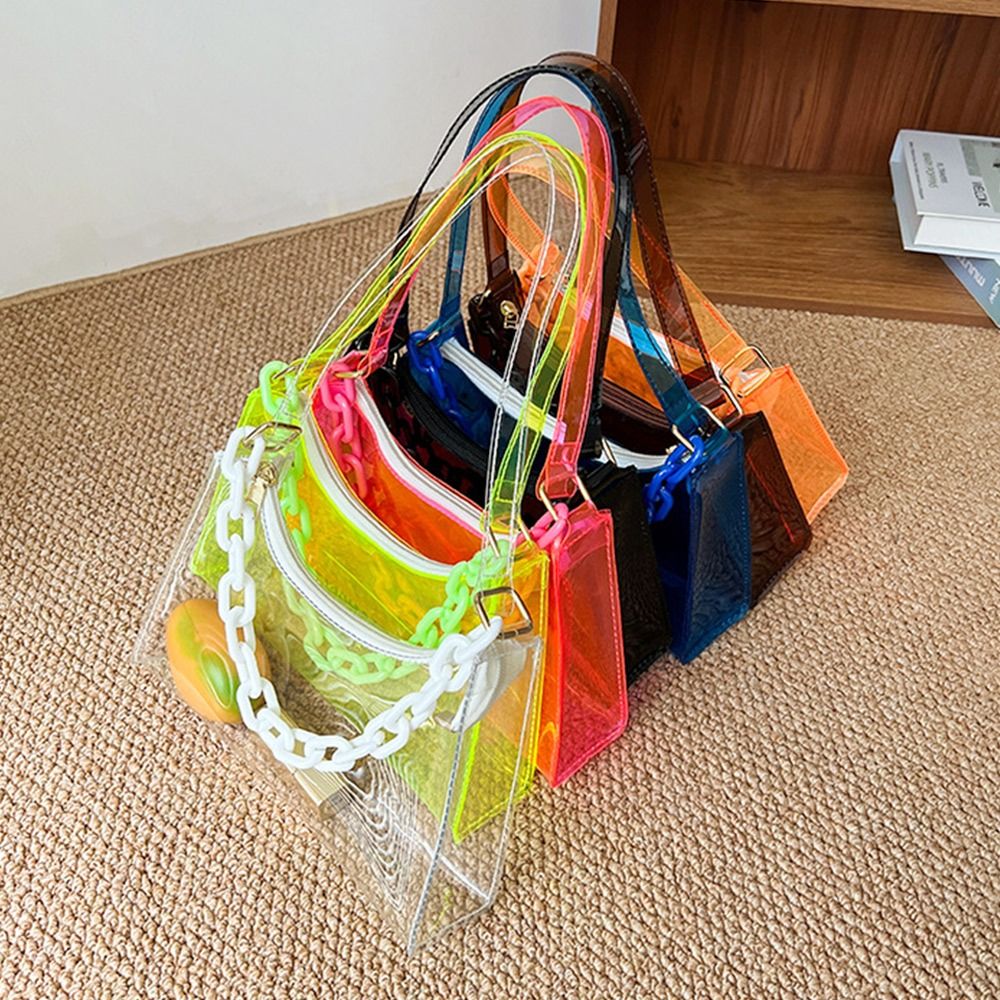 กระเป๋าแฟชั่นผู้หญิงเจลลี่กระเ - Jelly Bag Clear Pvc บทวิจารณ์และราคา