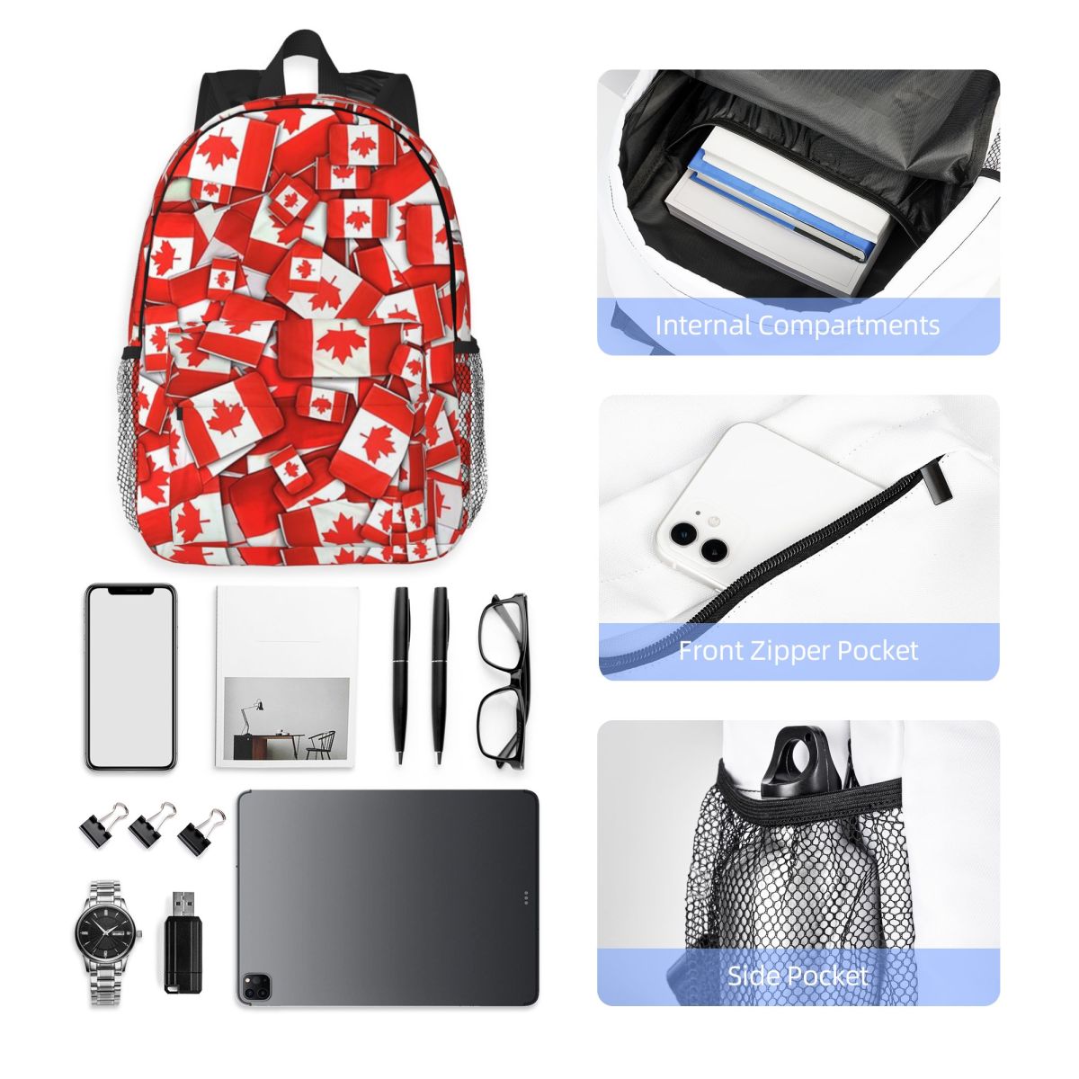 กระเป๋าเป้สะพายหลังลายธงชาติแค - Women Bags Canada บทวิจารณ์และราคา
