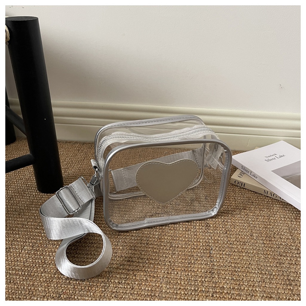 กระเป๋าสะพายไหล่ลายหัวใจ กระเป - Jelly Bag Clear Pvc บทวิจารณ์และราคา