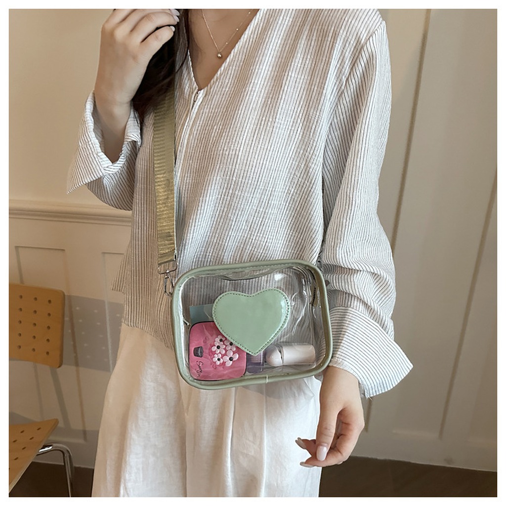 กระเป๋าสะพายไหล่ลายหัวใจ กระเป - Jelly Bag Clear Pvc บทวิจารณ์และราคา