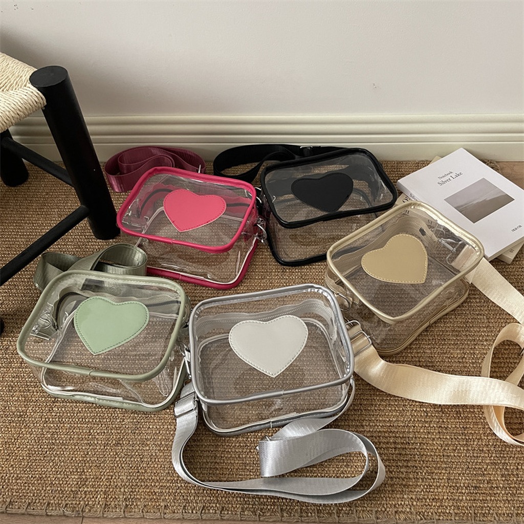 กระเป๋าสะพายไหล่ลายหัวใจ กระเป - Jelly Bag Clear Pvc บทวิจารณ์และราคา