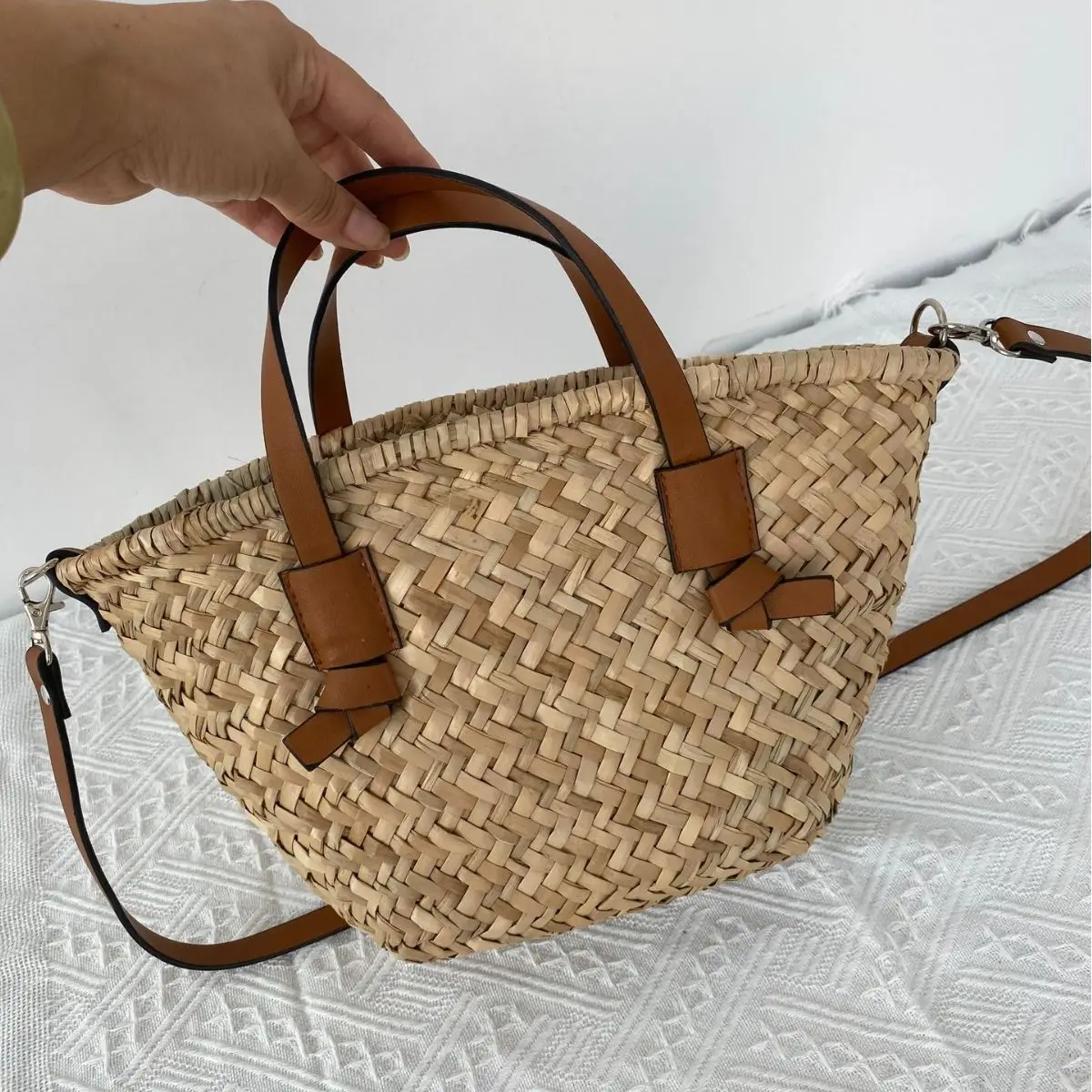 กระเป๋าสานสานสไตล์โบฮีเมียนสำห - Basket Bag Wicker บทวิจารณ์และราคา